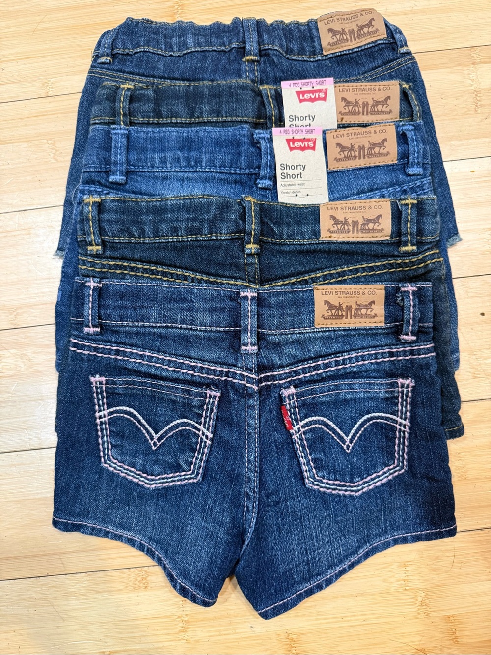 5 pairs Levi's kids 4T Denim Shorty Shorts